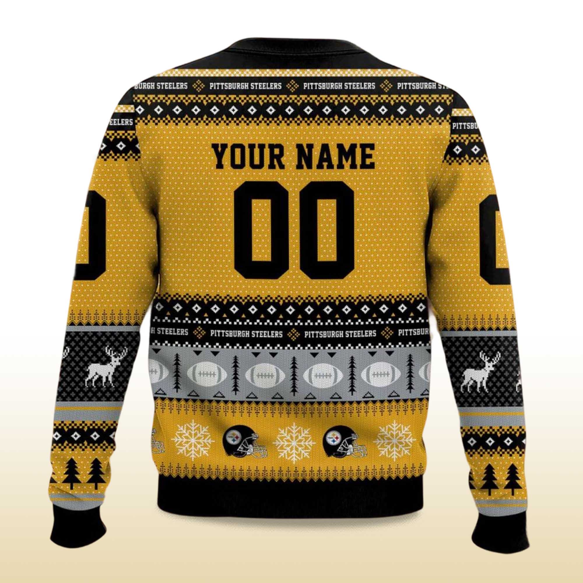 Alternative view of 2025 Personalized Steelers Football 2025 Ugly Christmas Sweater