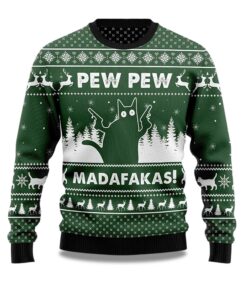 2025 Pew Pew Madafakas Cat Ugly Christmas Sweater