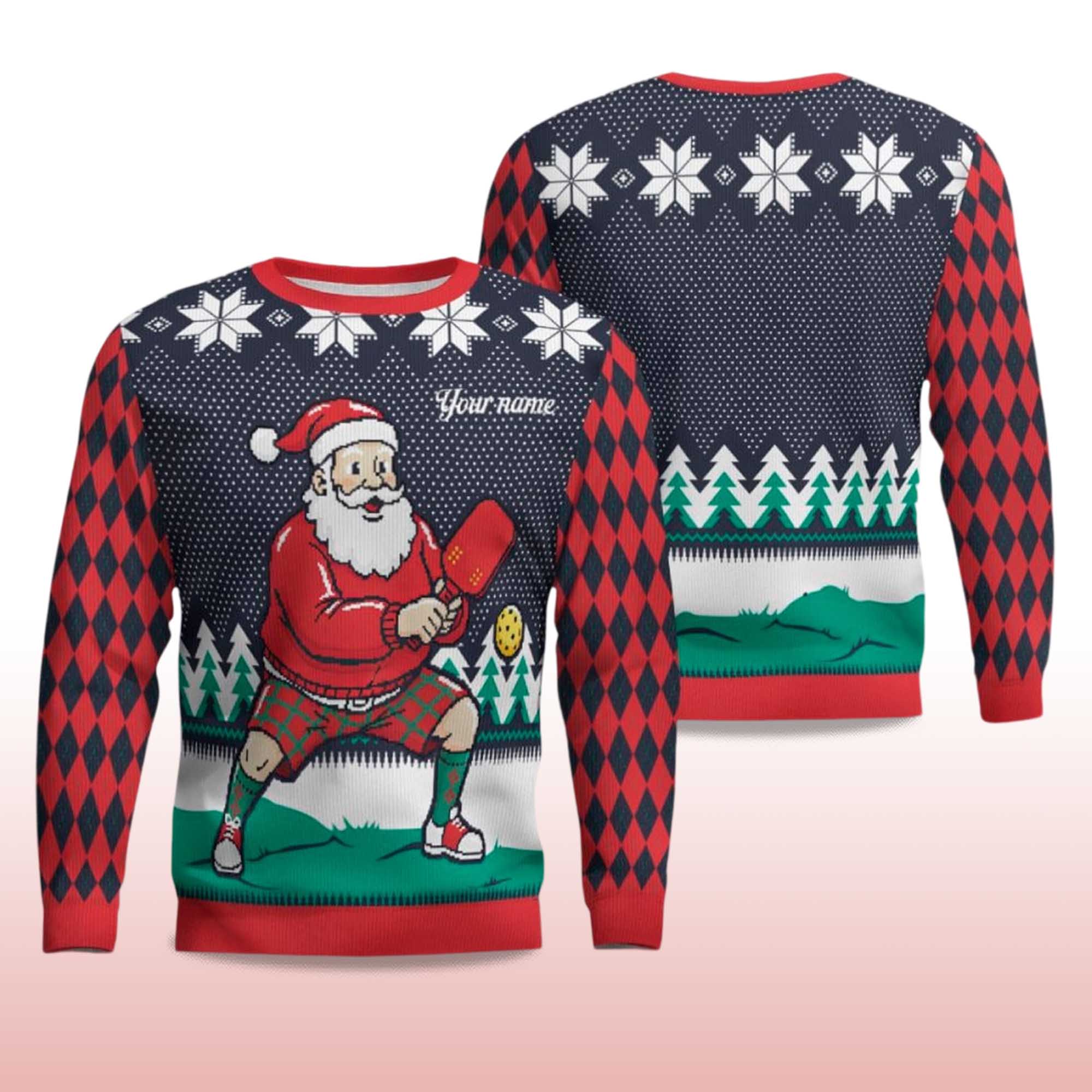 Alternative view of 2025 Pickleball Santa Christmas Ugly Sweater