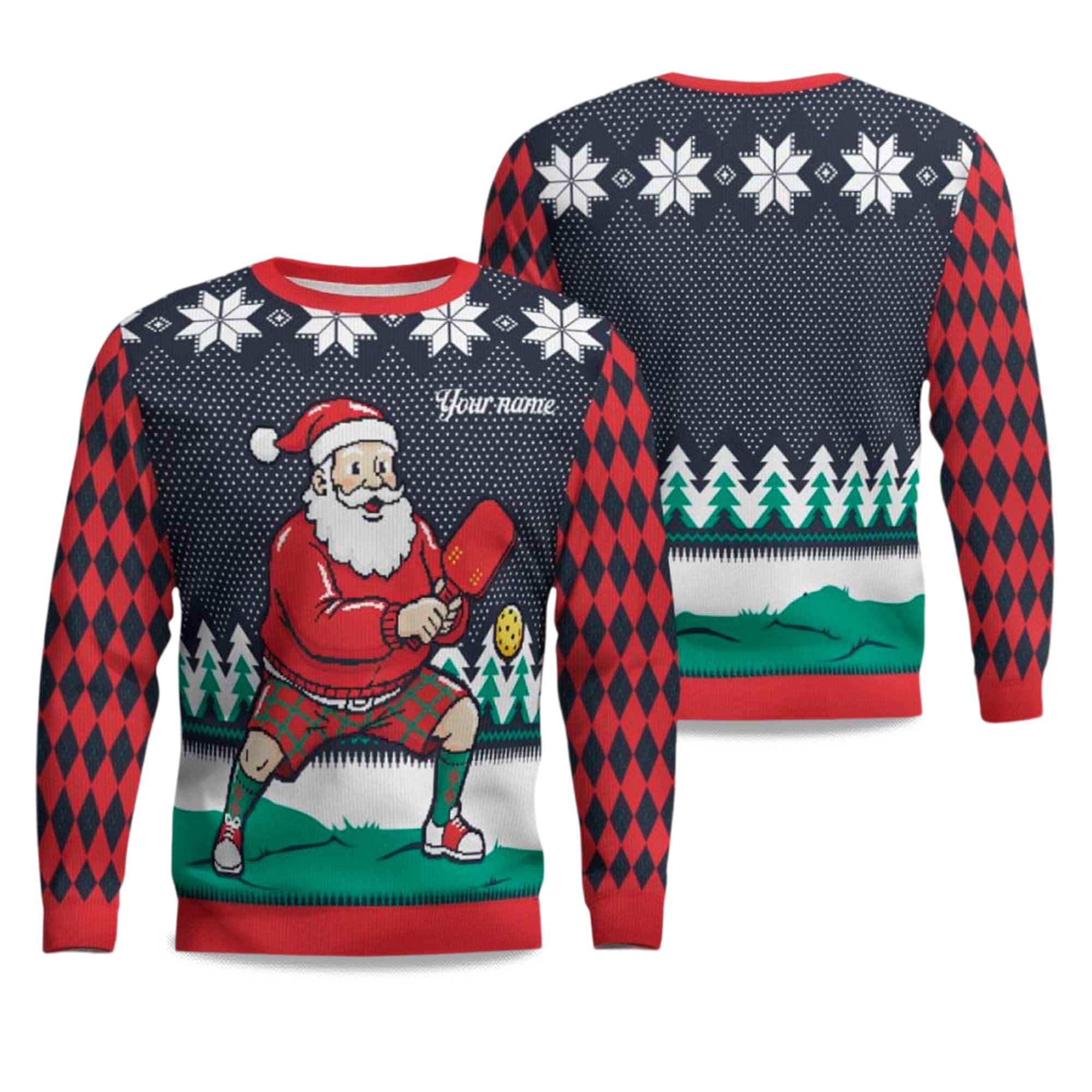 2025 Pickleball Santa Christmas Ugly Sweater