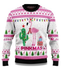 2025 Pinkmas Flamingo Christmas Ugly Sweater