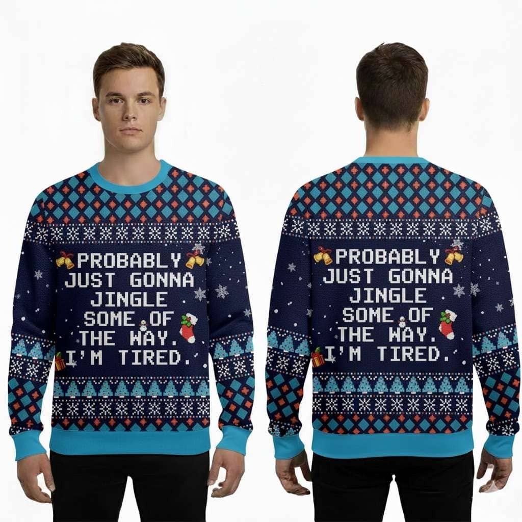 2025 Probably Just Gonna Jingle Some Of The Way I'm Tired Ugly Christmas Sweater