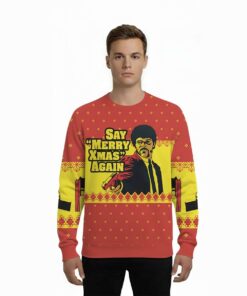 Alternative view of 2025 Pulp Fiction Say Merry Xmas Again Christmas Ugly Sweater