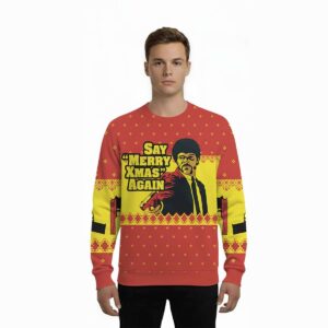 Alternative view of 2025 Pulp Fiction Say Merry Xmas Again Christmas Ugly Sweater