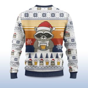Alternative view of 2025 Raccoon That's What I Do I Drink Bourbon Ugly Christmas Sweater