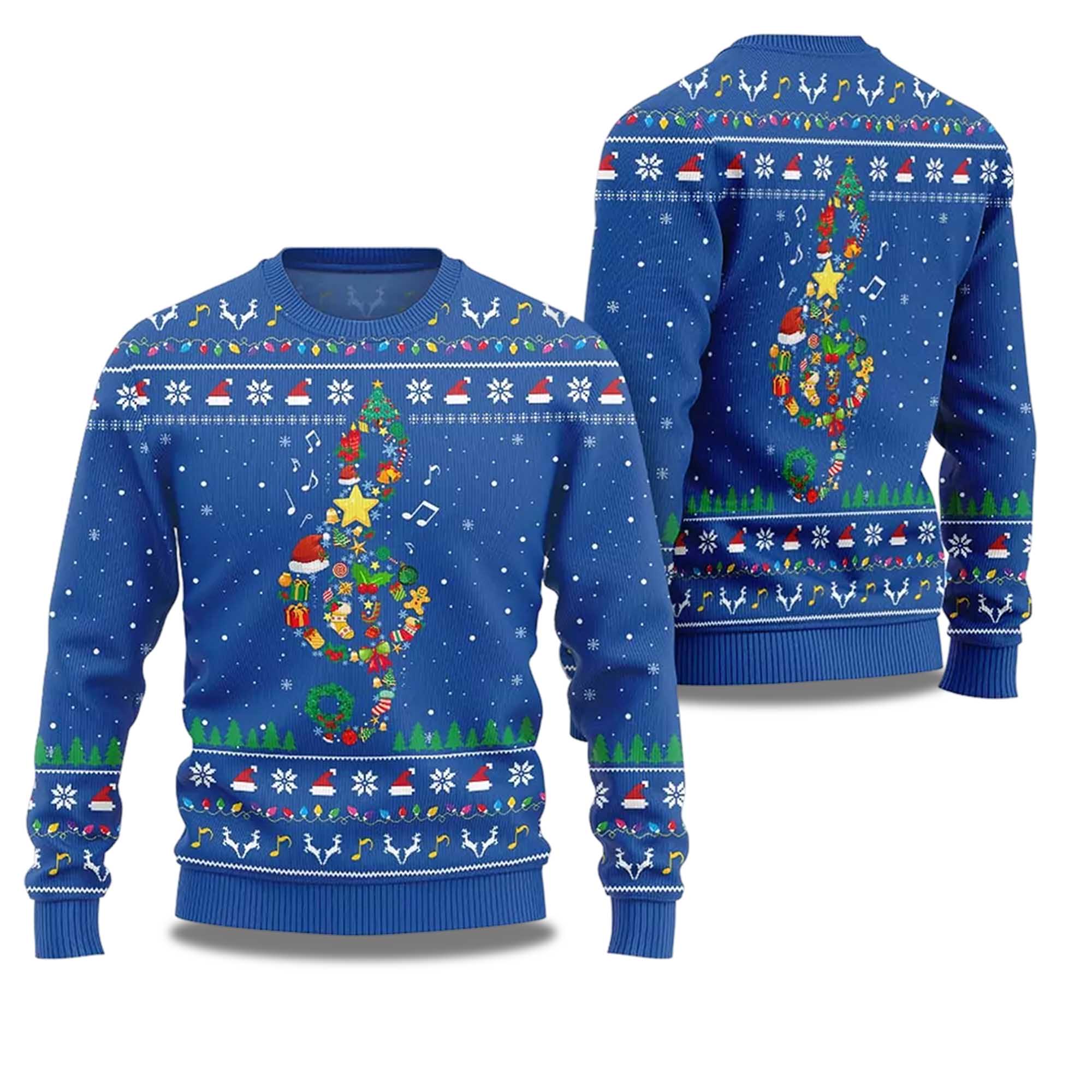 2025 Radiant Music Note  Ugly Christmas Sweater