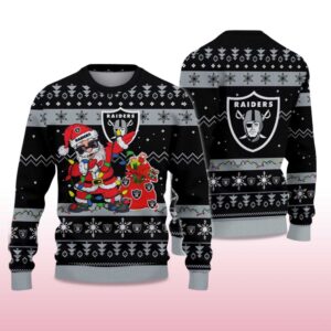 Alternative view of 2025 Raiders Santa Claus Ugly Christmas Sweater