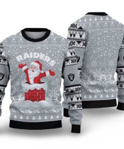 Alternative view of 2025 Raiders Santa Ugly Christmas Sweater 