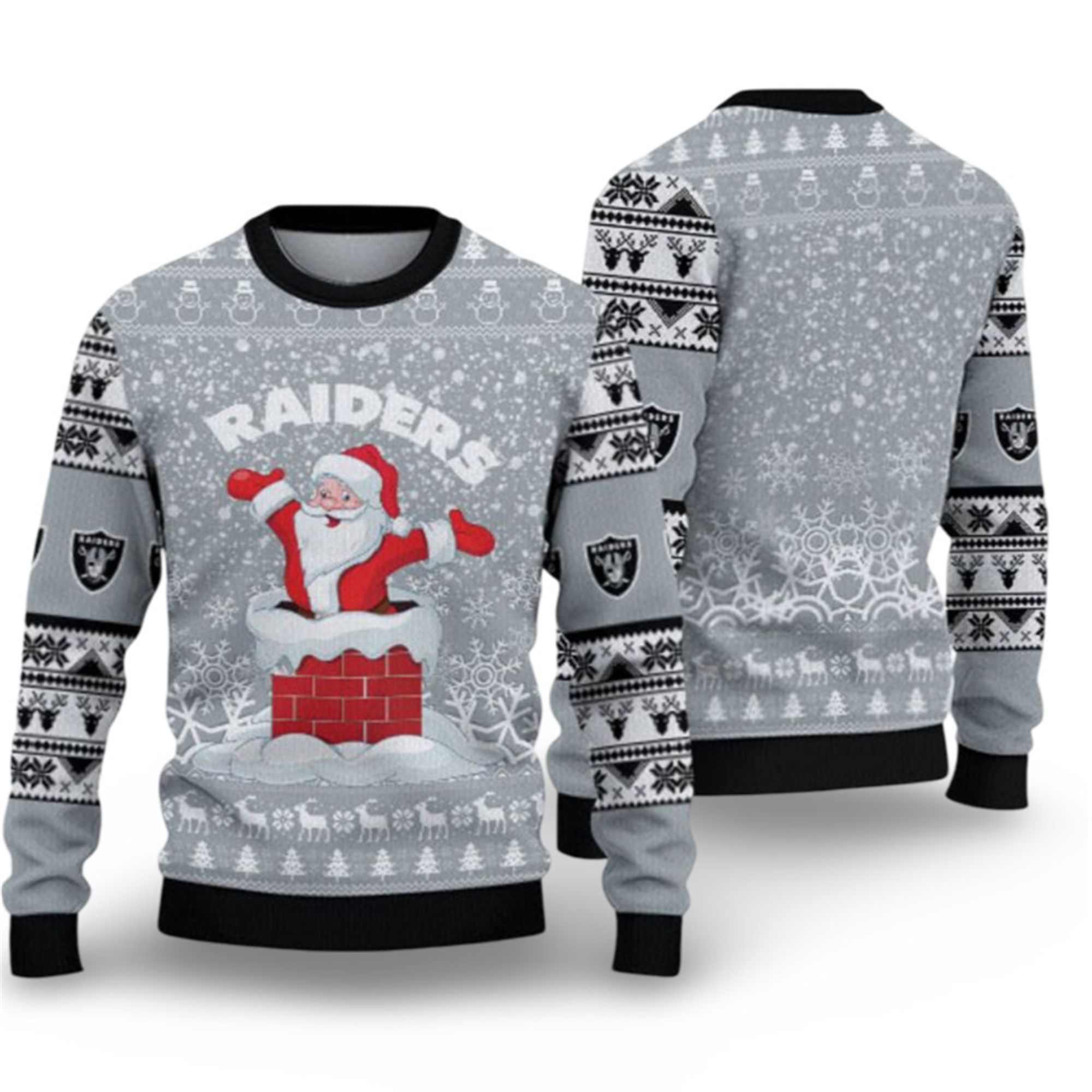 Alternative view of 2025 Raiders Santa Ugly Christmas Sweater - Grishko.com