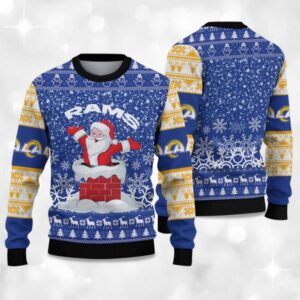 Alternative view of 2025 Rams Funny Santa Christmas Ugly Sweater