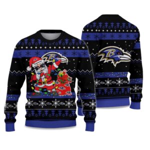 2025 Ravens Santa Claus Ugly Christmas Sweater