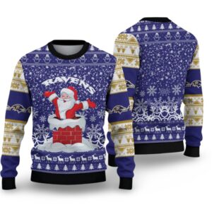 Alternative view of 2025 Ravens Santa Ugly Christmas Sweater - Grishko.com