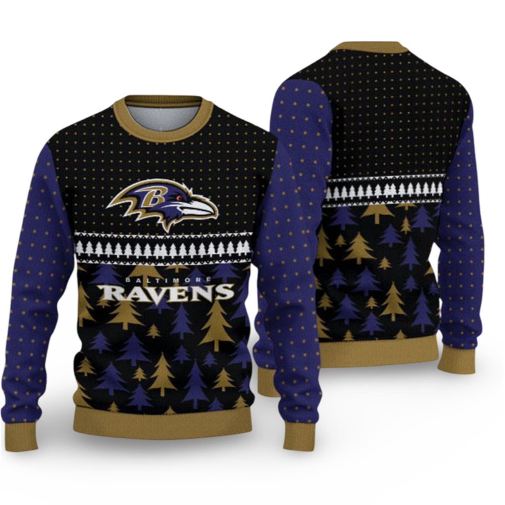 Alternative view of 2025 Ravens Ugly Christmas Sweater - Grishko.com