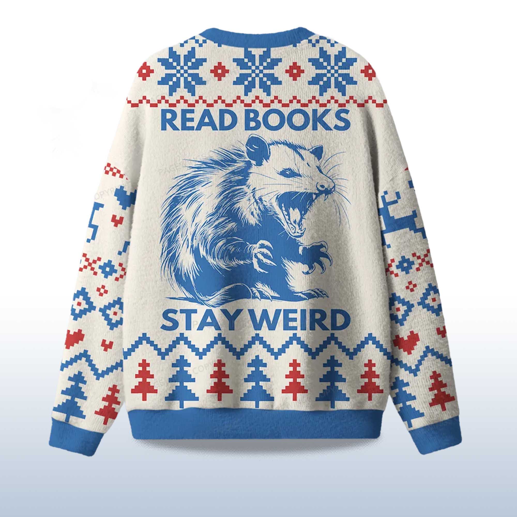 Alternative view of 2025 Read Books Stay Weird Ugly Christmas Sweater