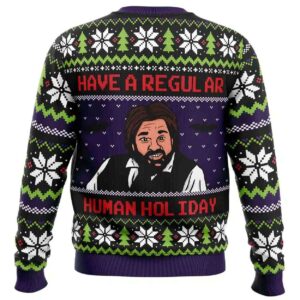 Alternative view of 2025 Regular Human Holiday What We Do In The Shadows Ugly Christmas Sweater