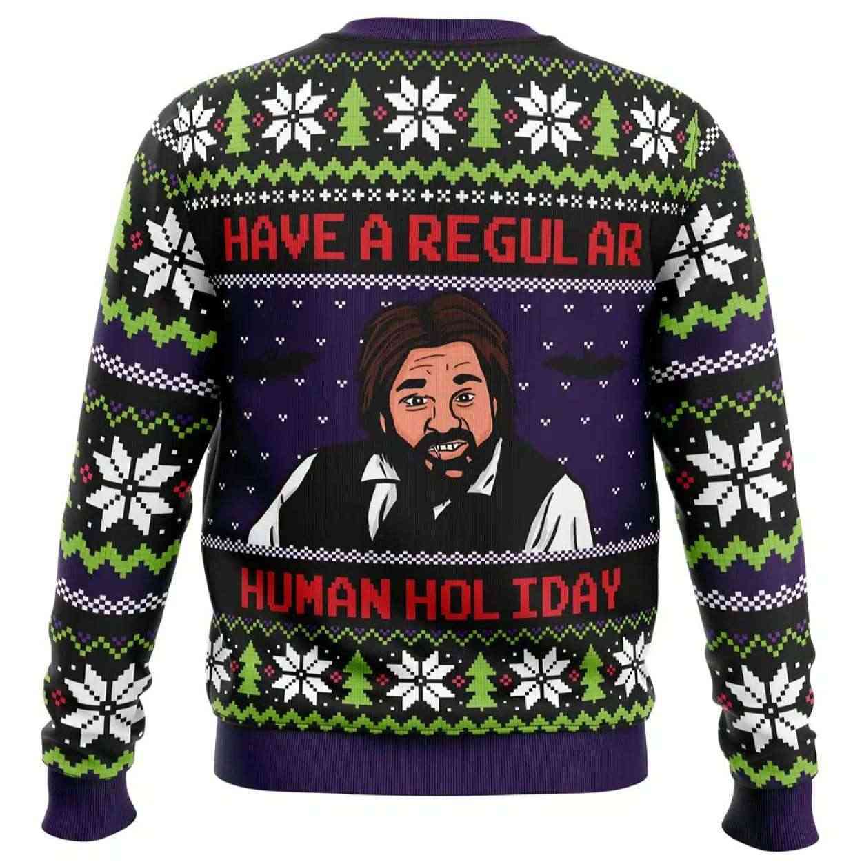 Alternative view of 2025 Regular Human Holiday What We Do In The Shadows Ugly Christmas Sweater