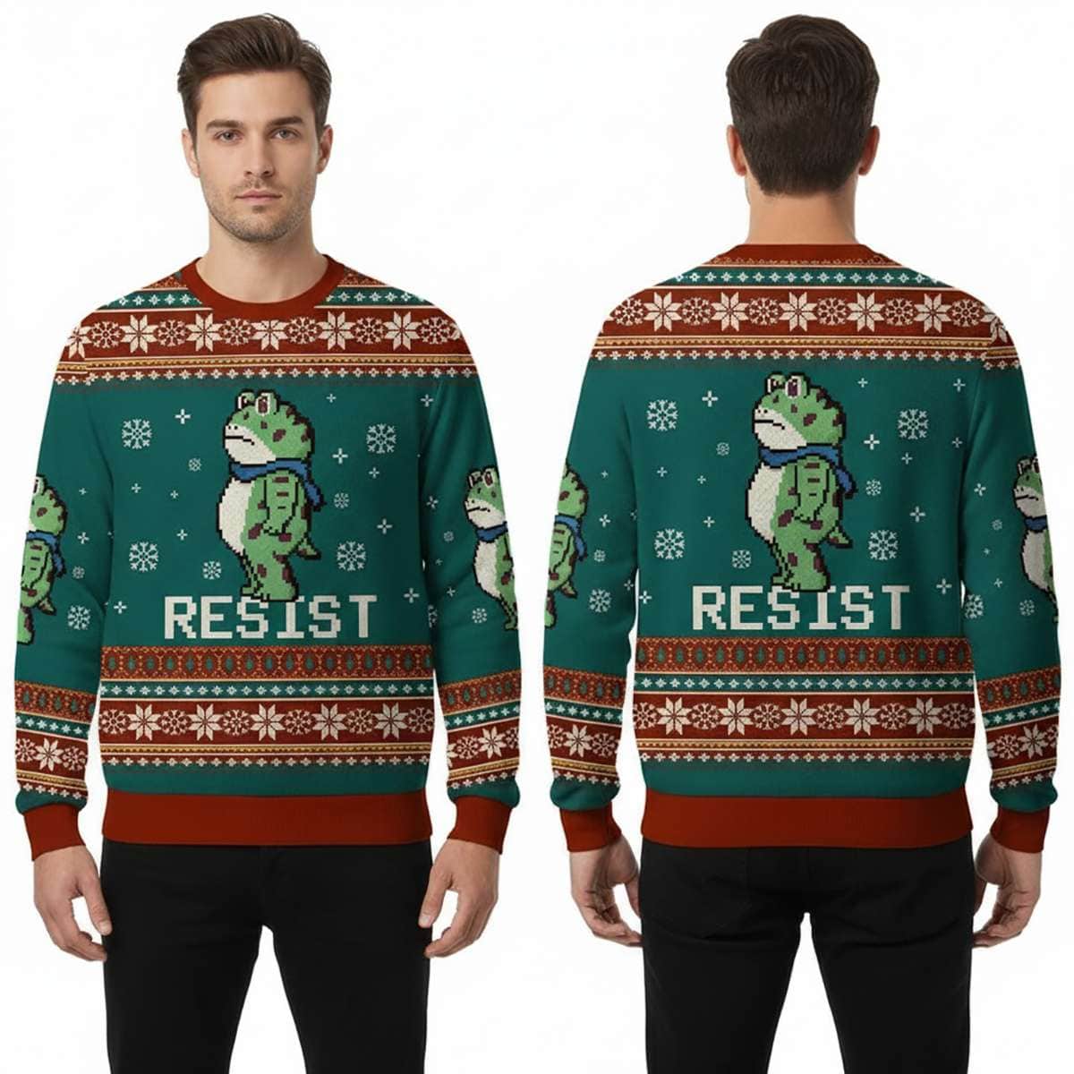 2025 Resist Frog Ugly Christmas Sweater