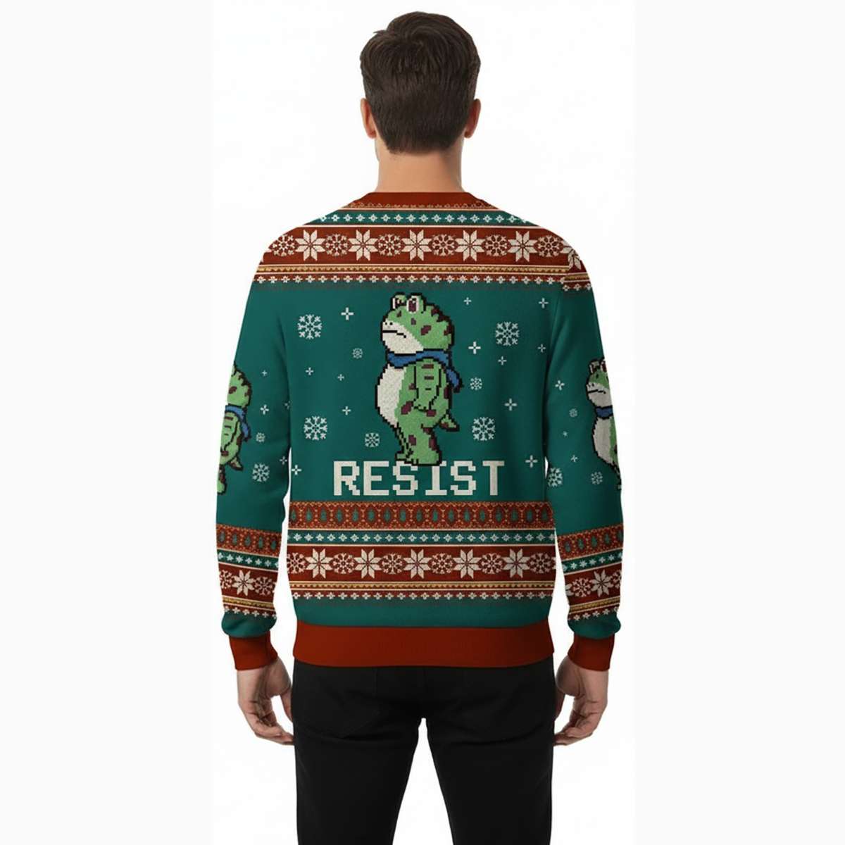 2025 Resist Frog Ugly Christmas Sweater - Image 3