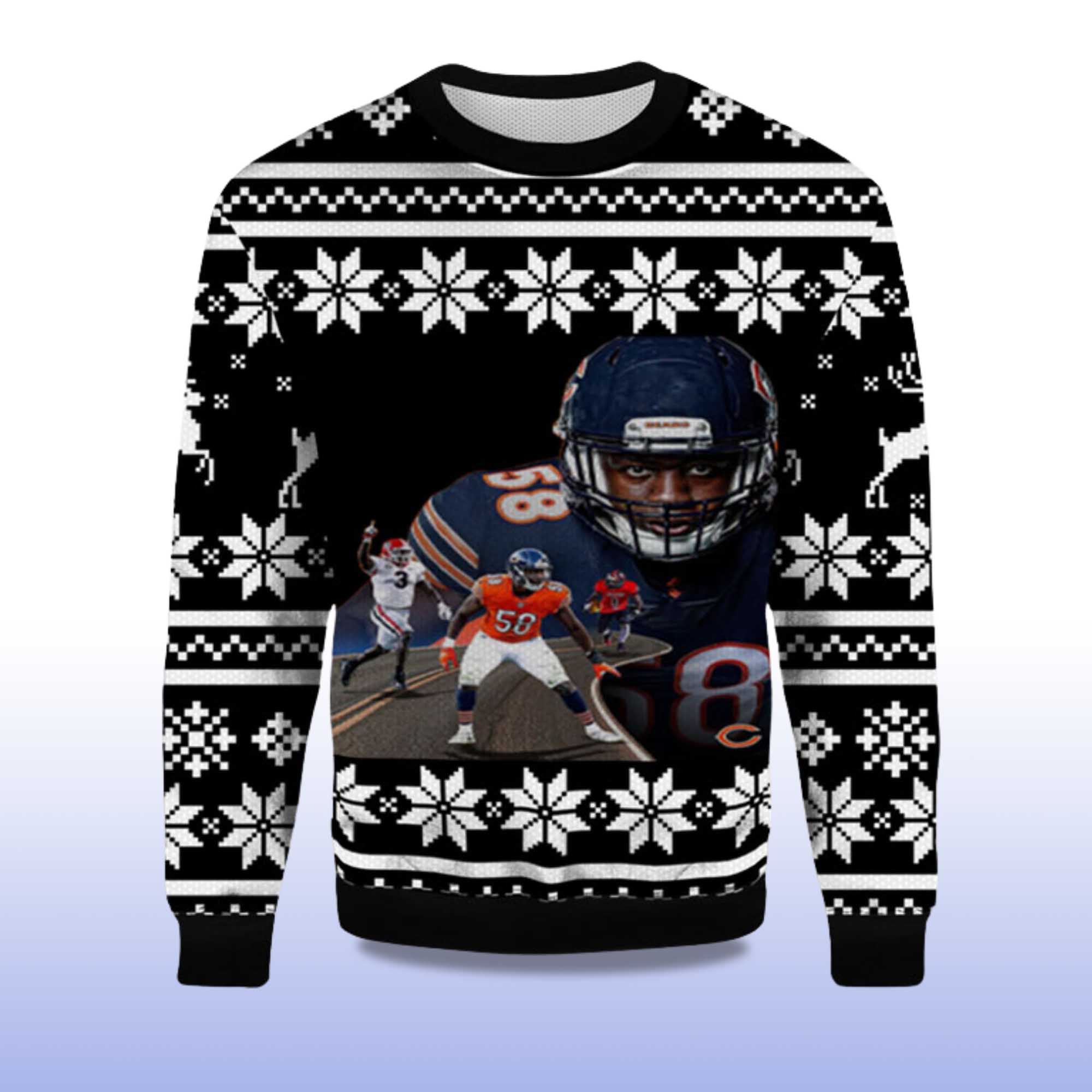 Alternative view of 2025 Roman Smith Chicago Bears Ugly Christmas Sweater