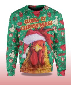 Alternative view of 2025 Rooster Chicken Santa Christmas Ugly Sweater