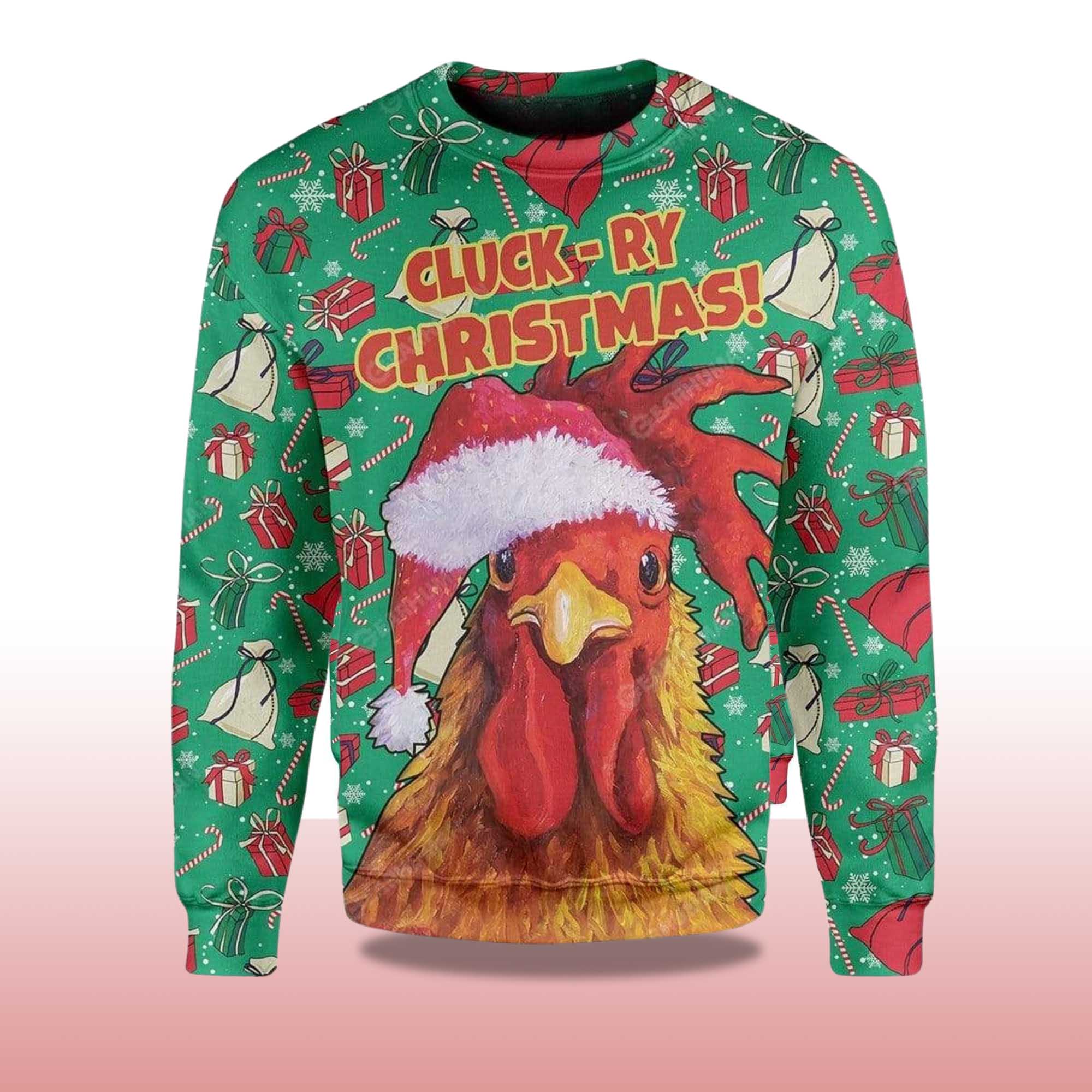 Alternative view of 2025 Rooster Chicken Santa Christmas Ugly Sweater