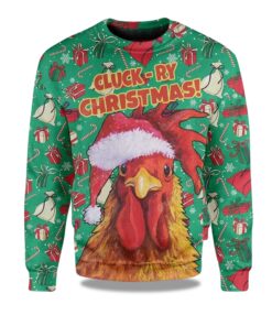 2025 Rooster Chicken Santa Christmas Ugly Sweater