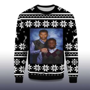 Alternative view of 2025 Russell Wilson Jerry Jeudy Step Brother Denver Broncos Ugly Christmas Sweater
