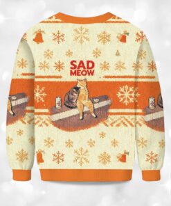 Alternative view of 2025 Sad Meow Smoking Cat Christmas Ugly Sweater