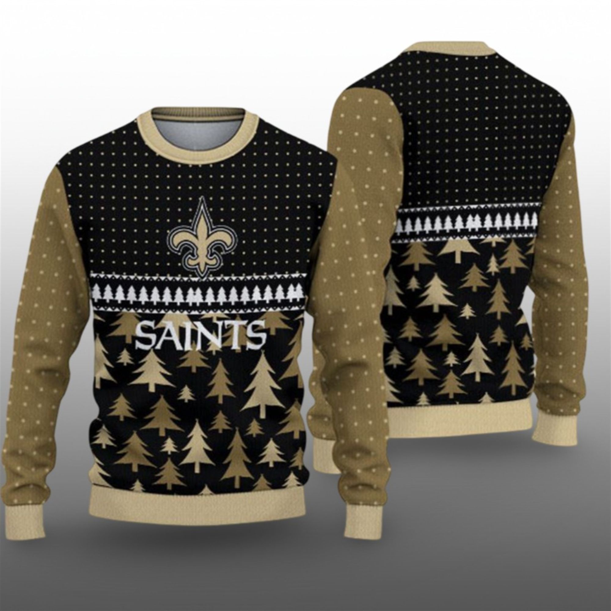 2025 Saints Festive Holiday Ugly Christmas Sweater - Grishko.com