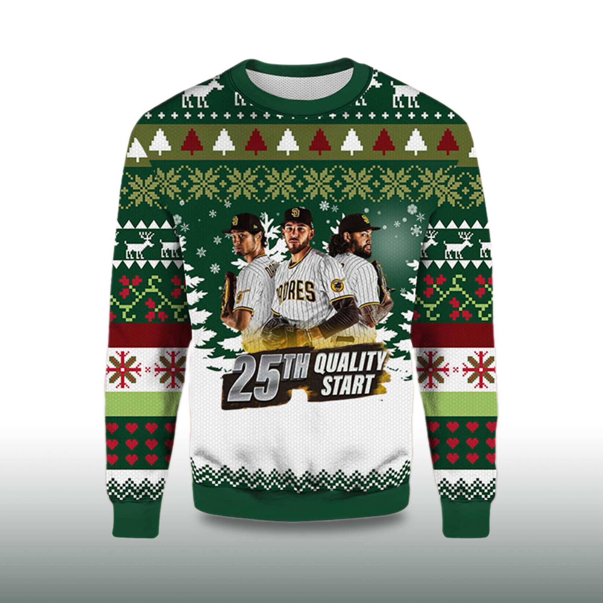 Alternative view of 2025 San Diego Padres Quality Crew Ugly Christmas Sweater