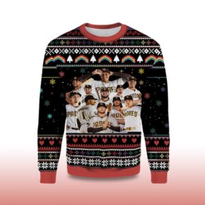 Alternative view of 2025 San Diego Padres Team Roster Ugly Christmas Sweater