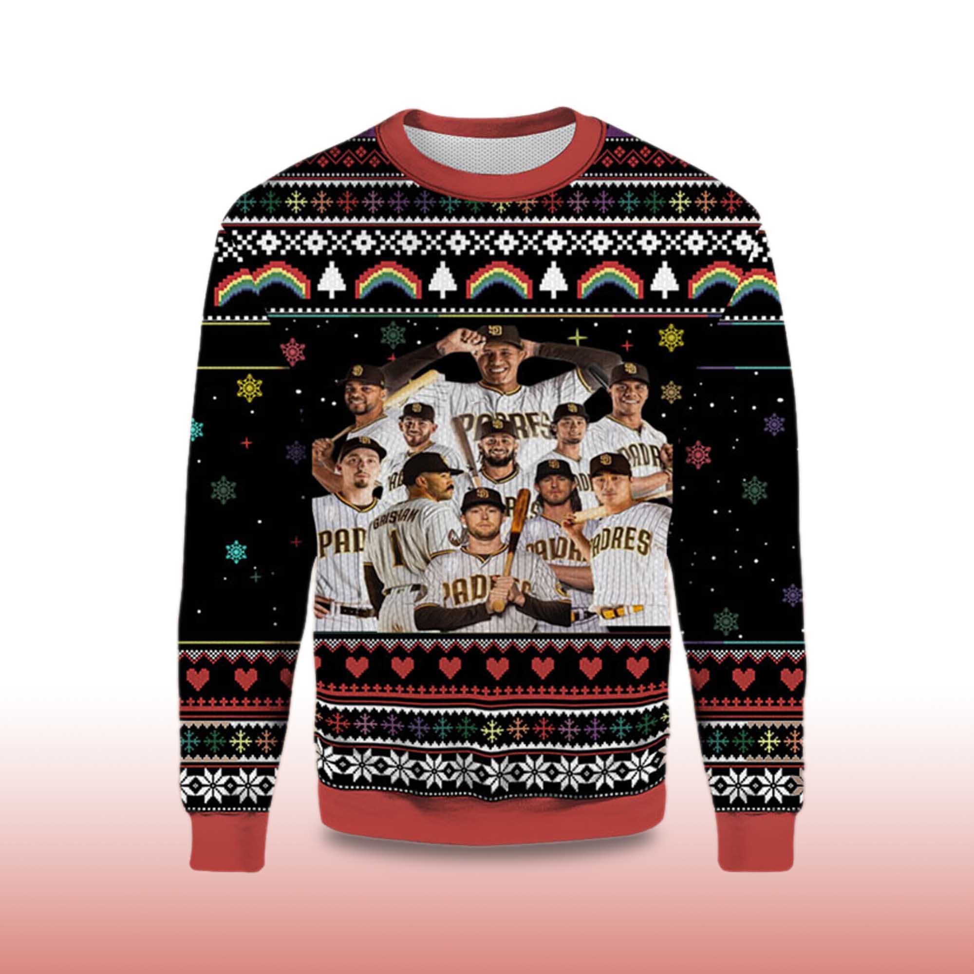 Alternative view of 2025 San Diego Padres Team Roster Ugly Christmas Sweater