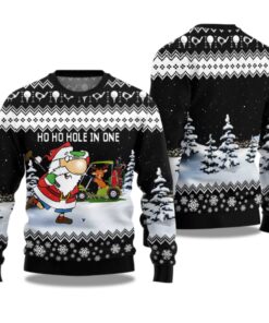 2025 Santa And Golf Mens Ugly Christmas Sweater