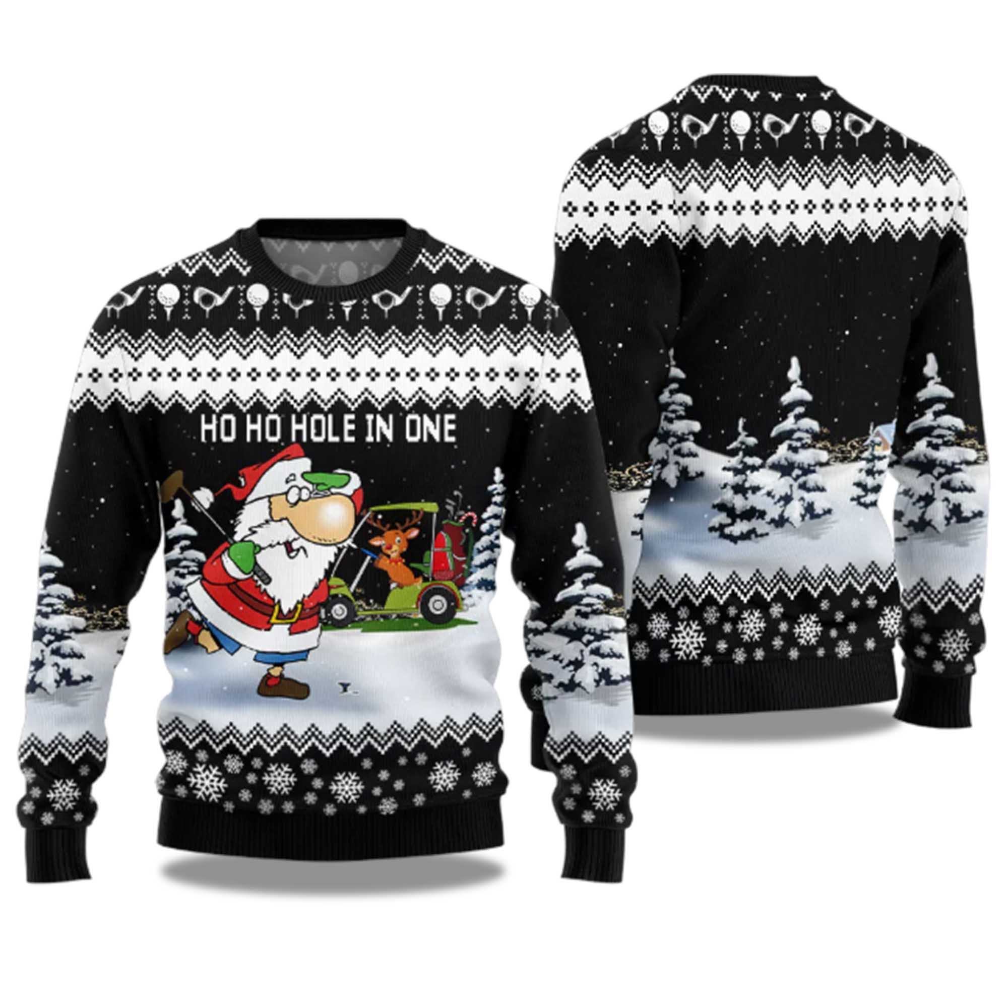 2025 Santa And Golf Mens Ugly Christmas Sweater
