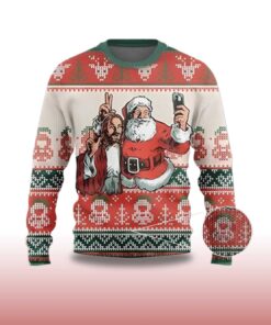 Alternative view of 2025 Santa And Jesus Selfie Ugly Christmas Sweater