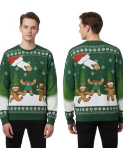 2025 Santa Claus Attacks Gingerbread Man Ugly Christmas Sweater