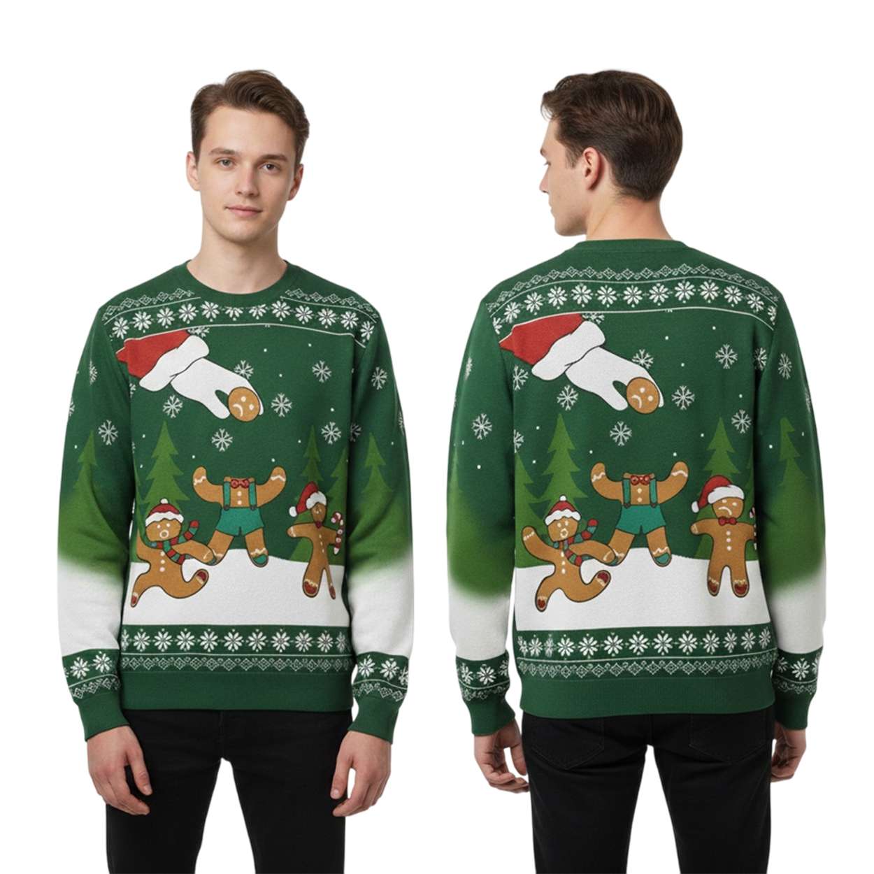 2025 Santa Claus Attacks Gingerbread Man Ugly Christmas Sweater