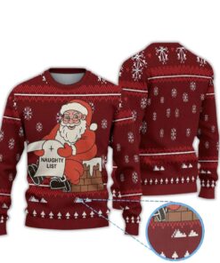 2025 Santa Claus Naughty List Ugly Christmas Sweater