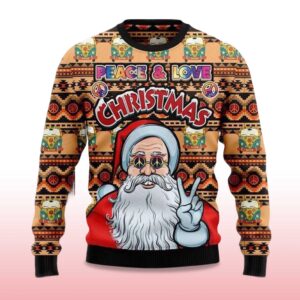 Alternative view of 2025 Santa Claus Peace And Love Christmas Ugly Sweater