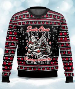 2025 Santa Claus World Tour Rocking Around The Christmas Tree Ugly Christmas Sweater