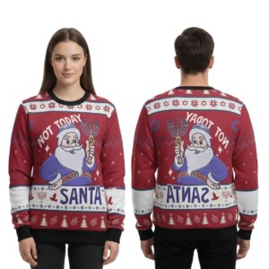 Alternative view of 2025 Santa Not Today Hanukkah Christmas Ugly Sweater