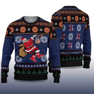 Alternative view of 2025 Santa Playing Basketball Ugly Christmas Sweater