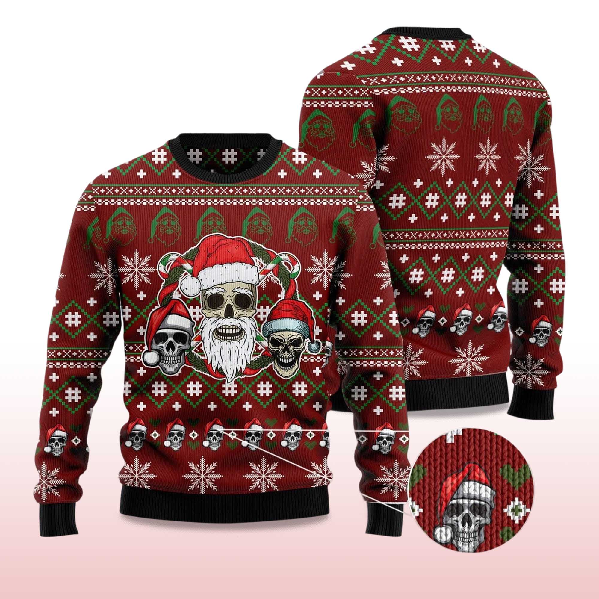 Alternative view of 2025 Santa Skull Ugly Christmas Sweater