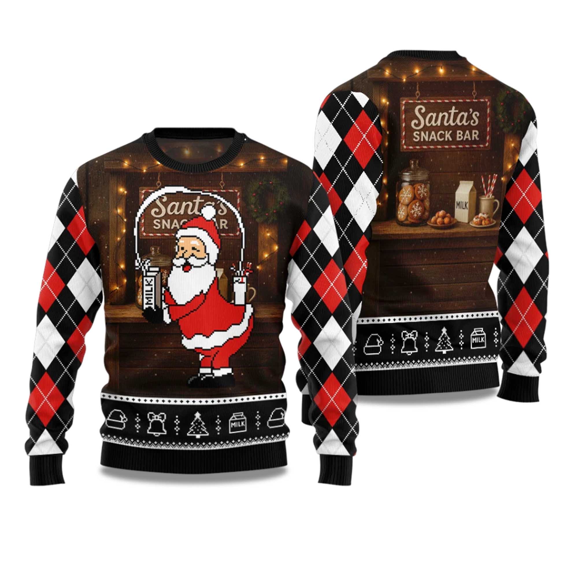 2025 Santaâ€™s Snack Bar Christmas Ugly Sweater