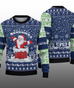 2025 Seahawks Funny Santa Ugly Christmas Sweater 