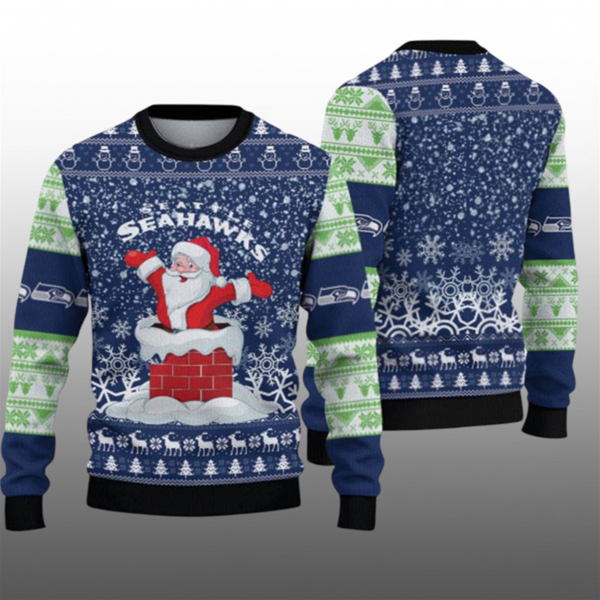 2025 Seahawks Funny Santa Ugly Christmas Sweater - Grishko.com