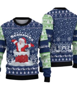 Alternative view of 2025 Seahawks Funny Santa Ugly Christmas Sweater 