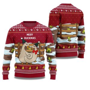 2025 Seriously Naughty Duck On The Farm Ugly Christmas Sweater
