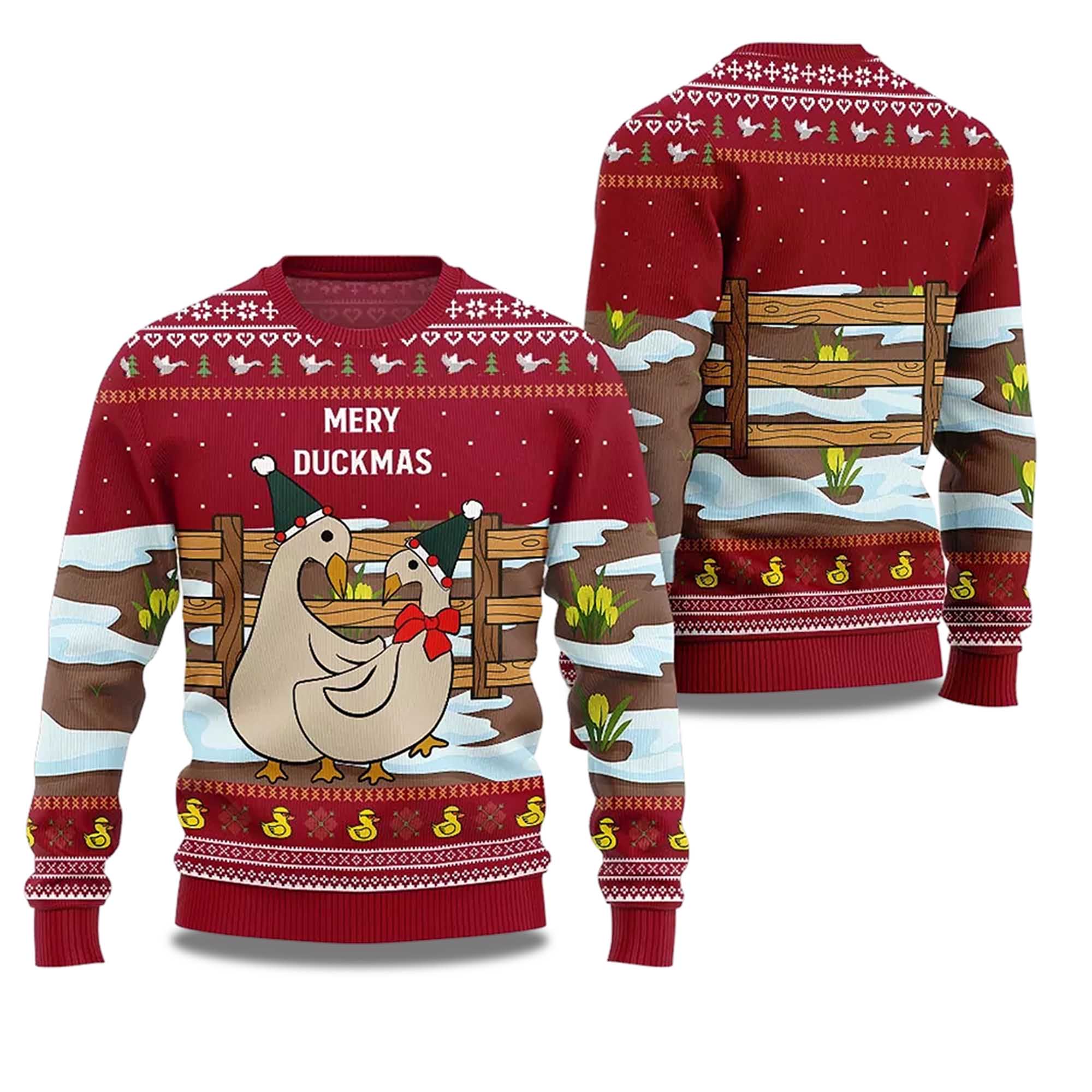 2025 Seriously Naughty Duck On The Farm Ugly Christmas Sweater