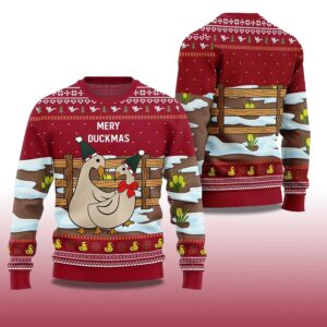 Alternative view of 2025 Seriously Naughty Duck On The Farm Ugly Christmas Sweater